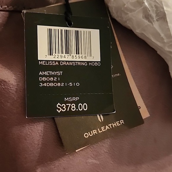 FRYE MELISSA LEATHER DRAWSTRING HOBO BAG PURSE NEW AMETHYST Purple Leather New‎ - Picture 13 of 13